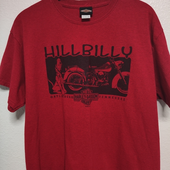 Hillbilly Harley Davidson Men's Large T Shirt Brick Red - Picture 4 of 6